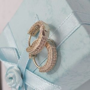 14K Gold Plated Zircon Hoop Earrings.